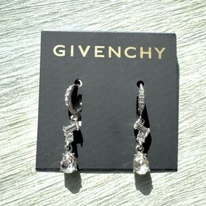 NWoT Givenchy Silver Crystal Drop Pierced Ear Earrings